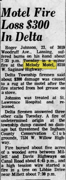 Melody Motel - Oct 1967 Small Fire